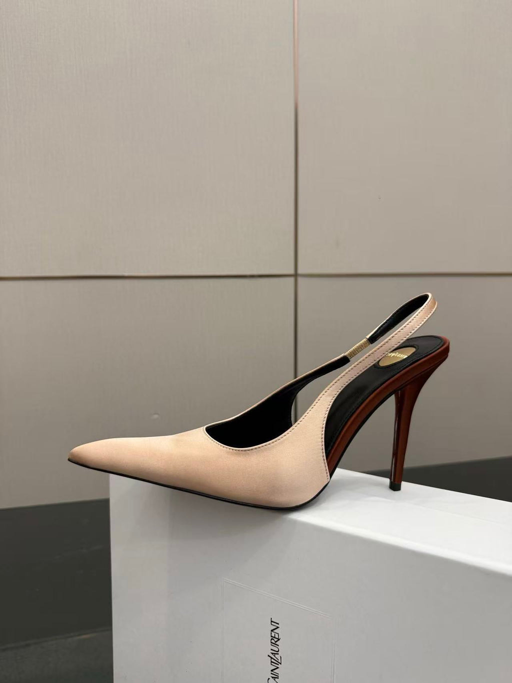 YSL DEROCHE 110 CREPE SATIN SLINGBACK PUMPS