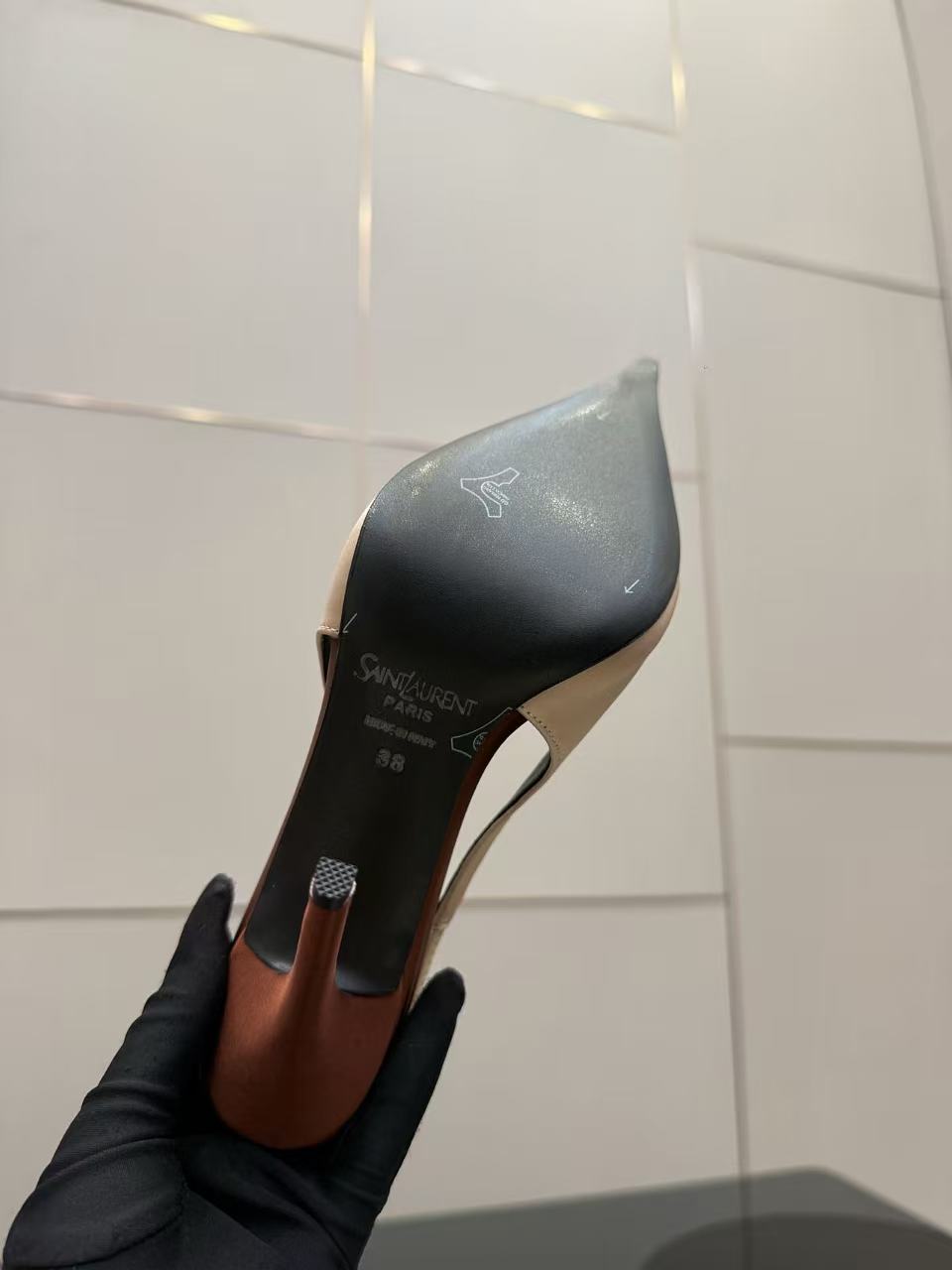 YSL DEROCHE 110 CREPE SATIN SLINGBACK PUMPS