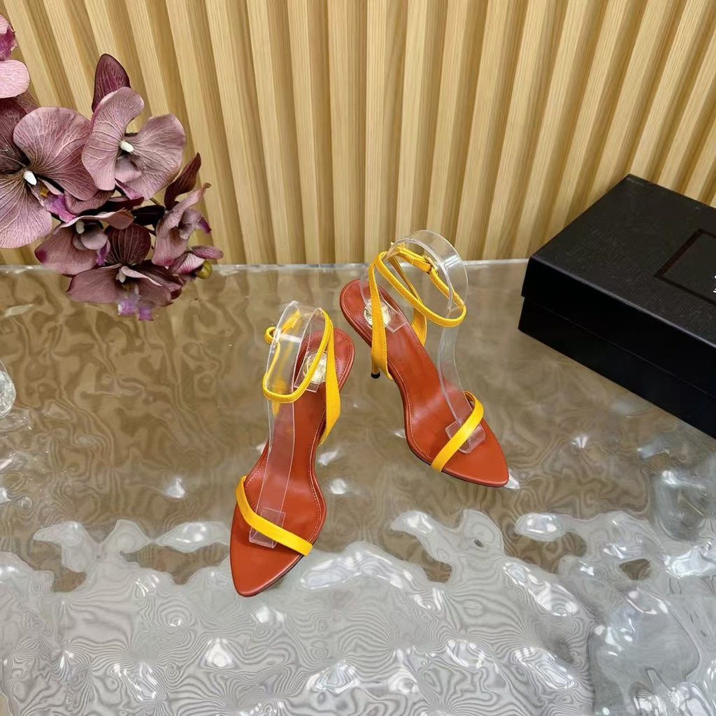YSL JANE 105 SANDALS IN YELLOW CALFSKIN
