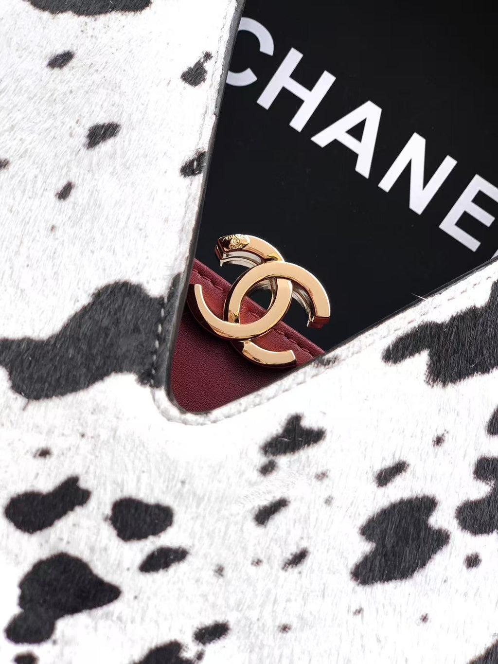 CHANEL 26S TRIANGLE HOBO BAG IN BLACK WHITE CALFSKIN  LEATHER