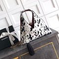 CHANEL 26S TRIANGLE HOBO BAG IN BLACK WHITE CALFSKIN  LEATHER