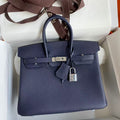 HM BIRKIN 30 BAG IN NAVY BLUE CALFSKIN SILVER HARDWARE