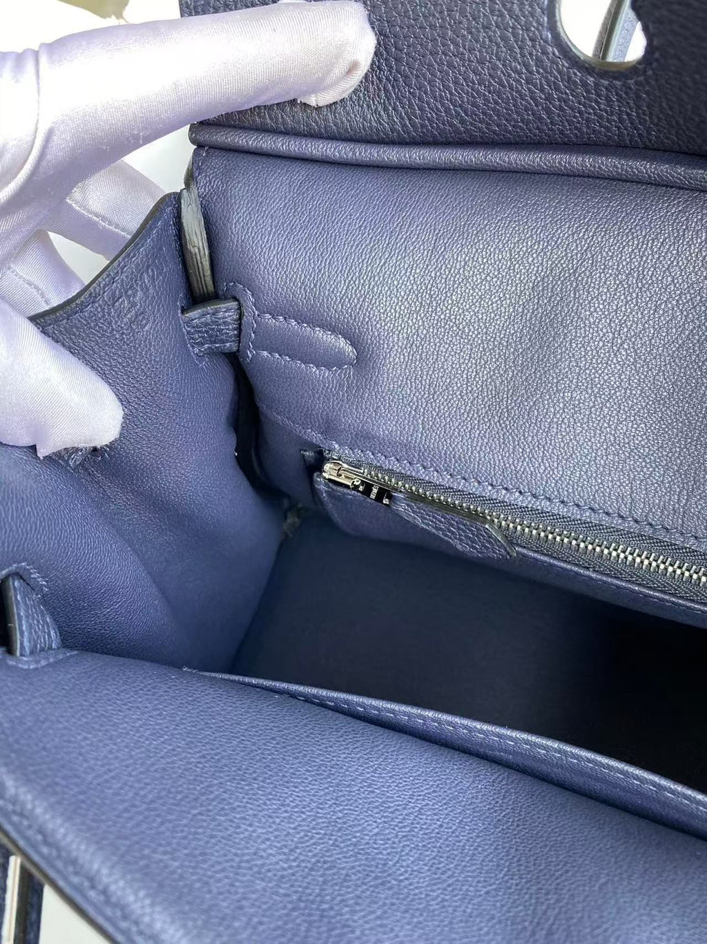 HM BIRKIN 30 BAG IN NAVY BLUE CALFSKIN SILVER HARDWARE