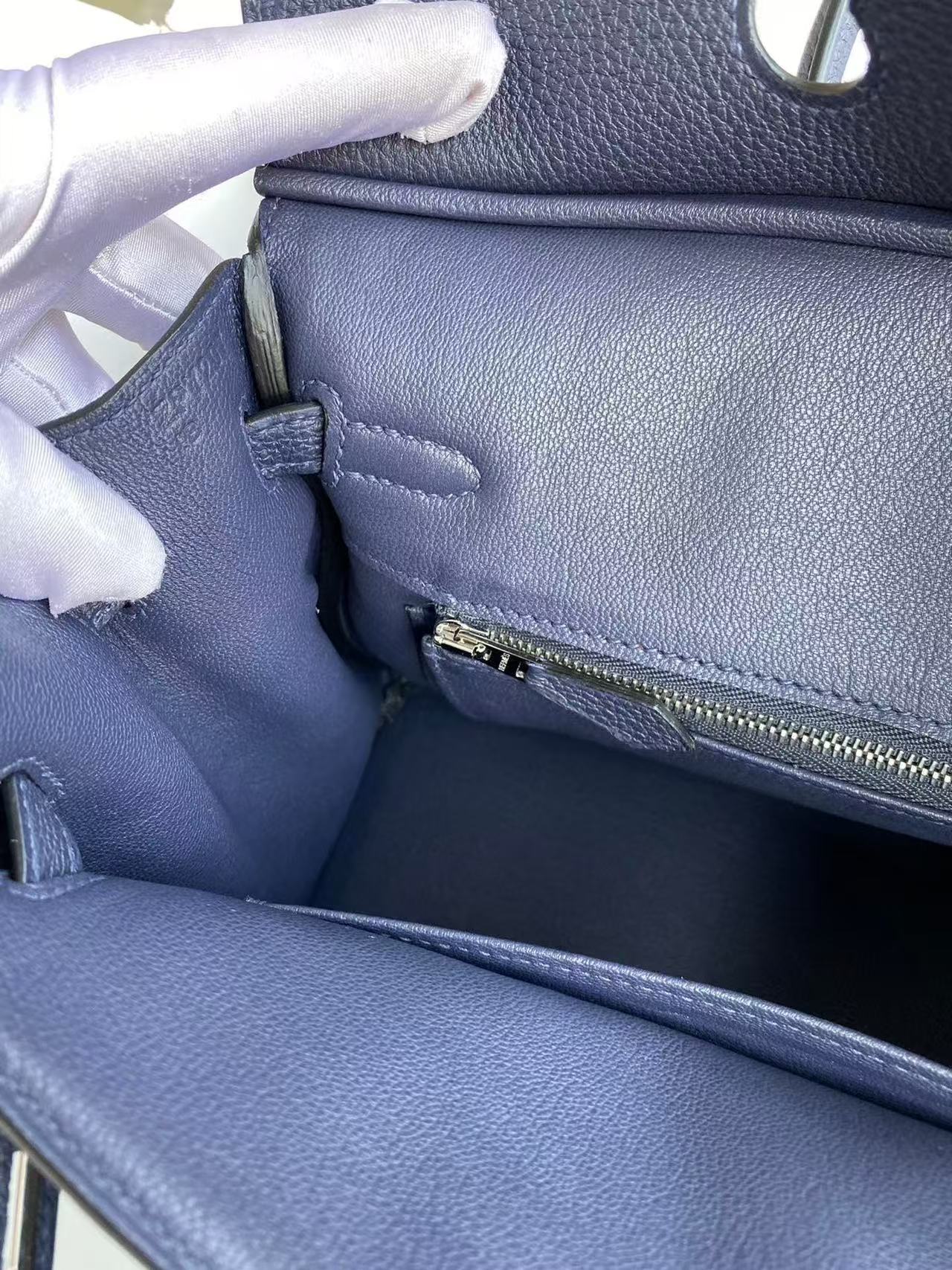 HM BIRKIN 30 BAG IN NAVY BLUE CALFSKIN SILVER HARDWARE