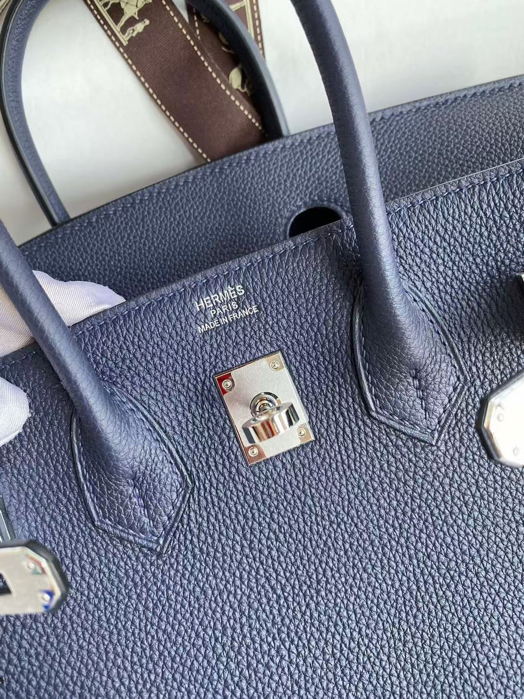 HM BIRKIN 30 BAG IN NAVY BLUE CALFSKIN SILVER HARDWARE