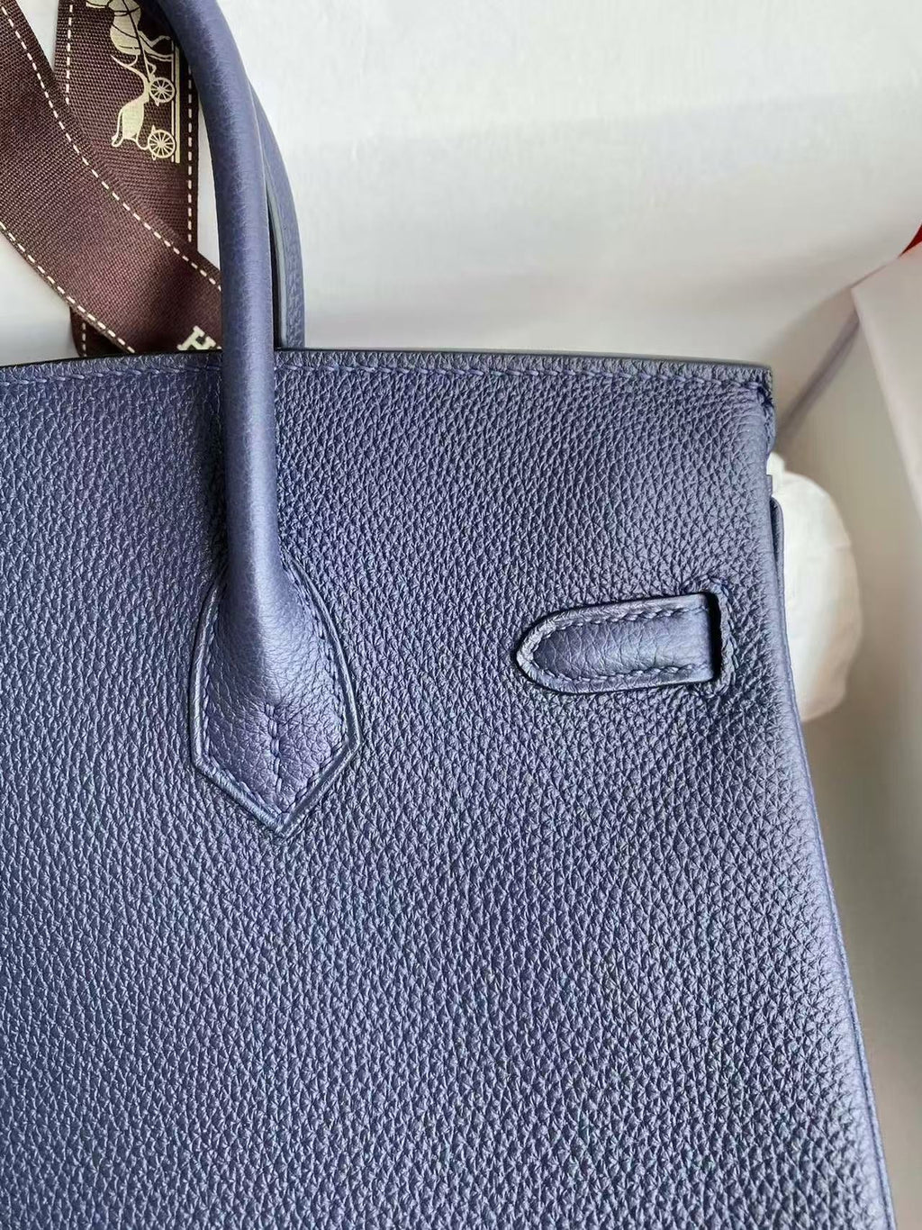 HM BIRKIN 30 BAG IN NAVY BLUE CALFSKIN SILVER HARDWARE