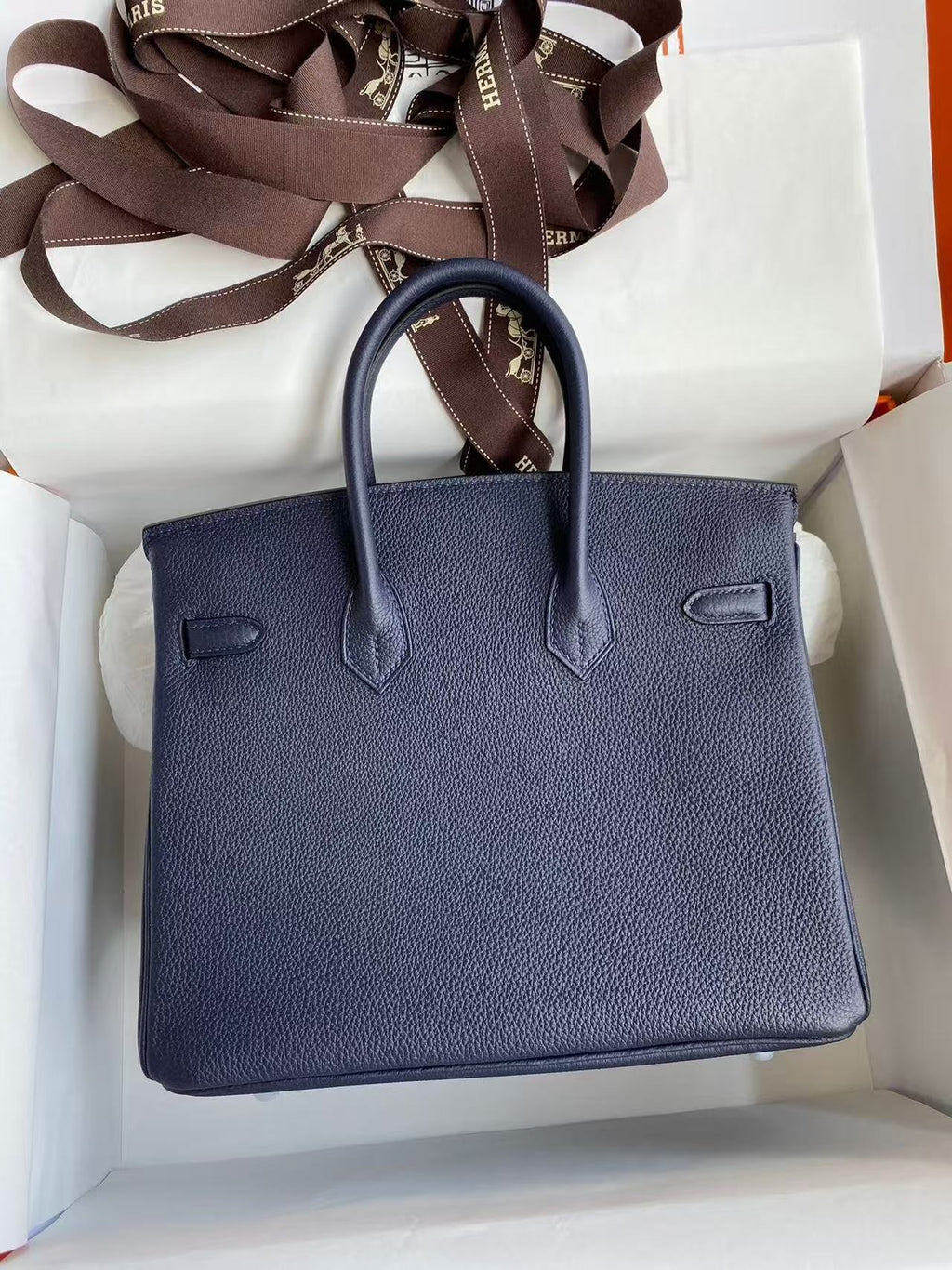 HM BIRKIN 30 BAG IN NAVY BLUE CALFSKIN SILVER HARDWARE