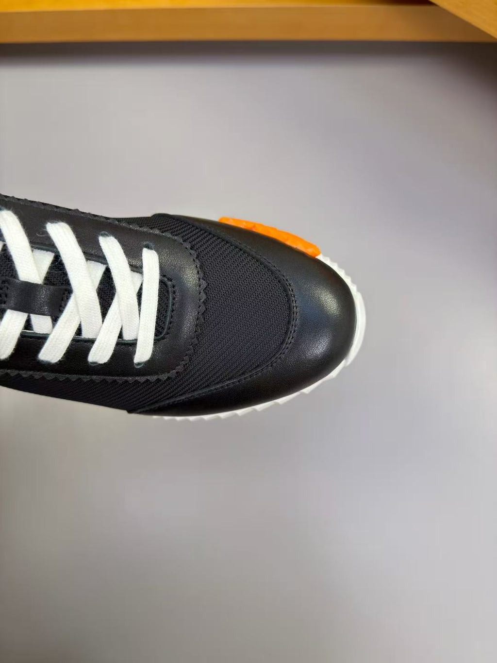 HERMES 26S TRAIL SNEAKER IN BLACK TECHNICAL FABRIC & LEATHER