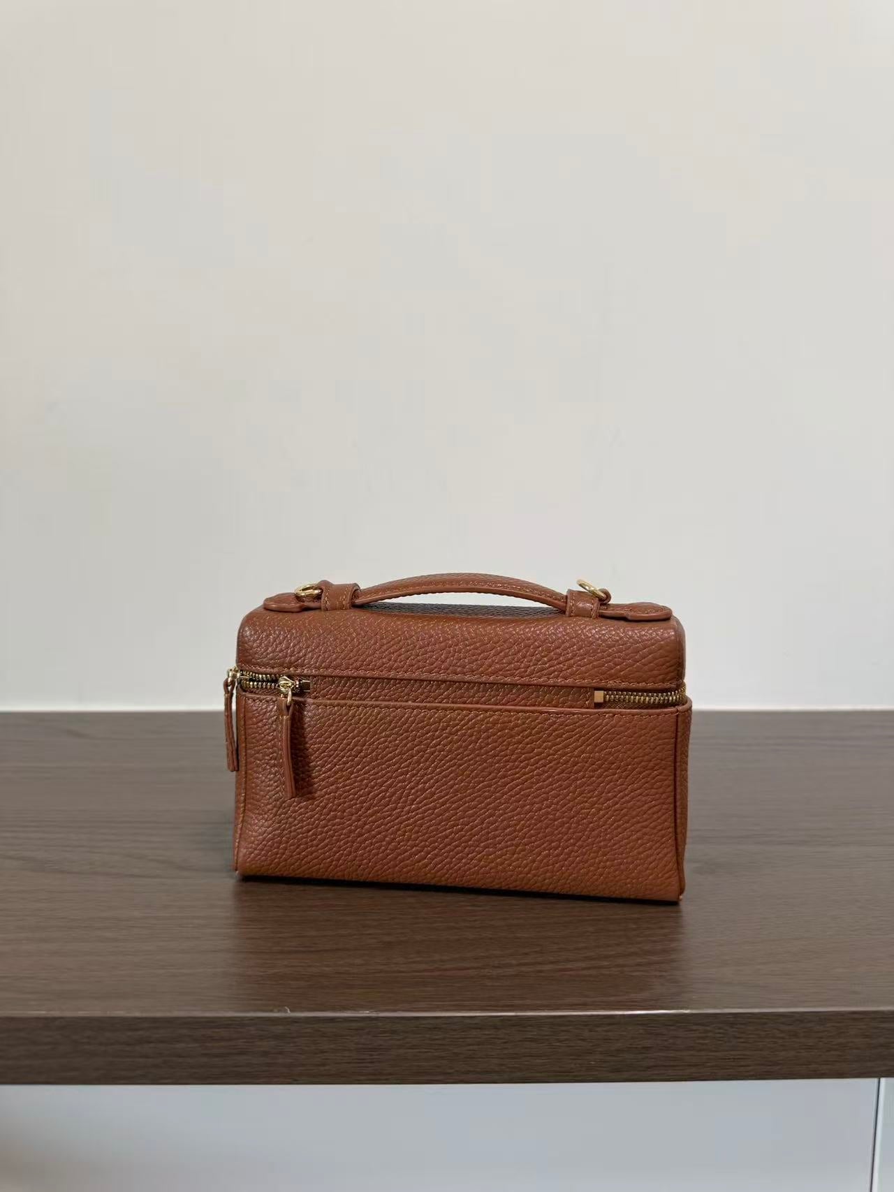 CHANEL 26S TOP HANDLE VANITY POUCH IN BROWN CALFSKIN