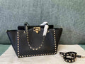 VALENTINO 26S GARAVANI ROCKSTUD TOTE GOLD TONE IN BLACK