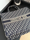 DIOR 26S LARGE BOOK TOTE 42 BLUE OBLIQUE EMBROIDERY