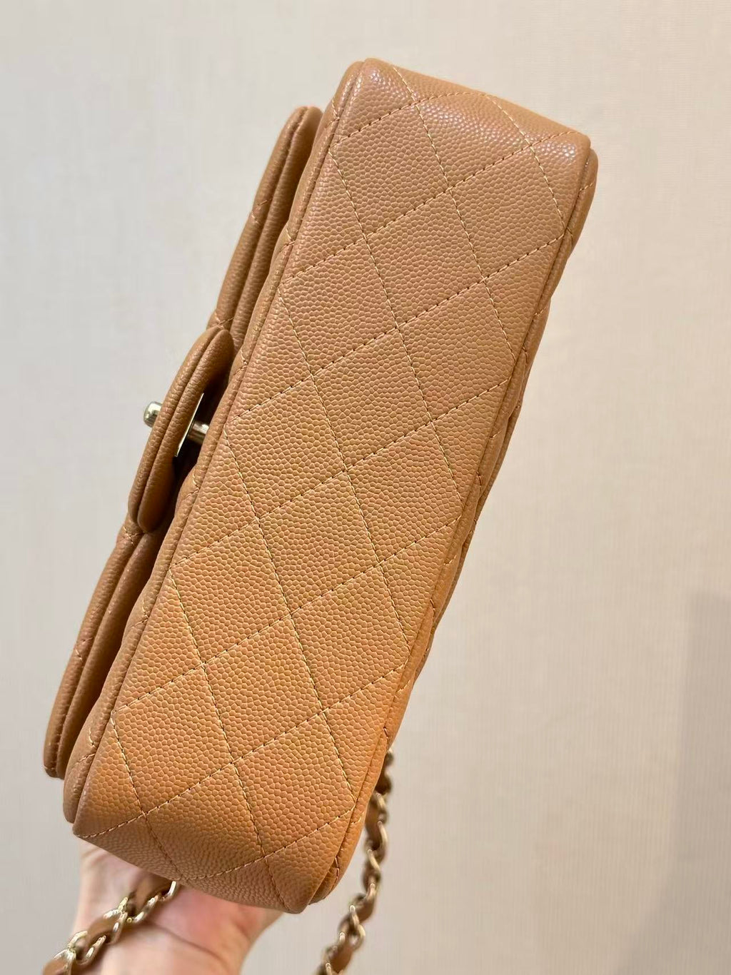 CHANEL 25S FLAP BAG 20 CM IN LIGHT BROWN CAVIAR GOLD HARDWARE 25626