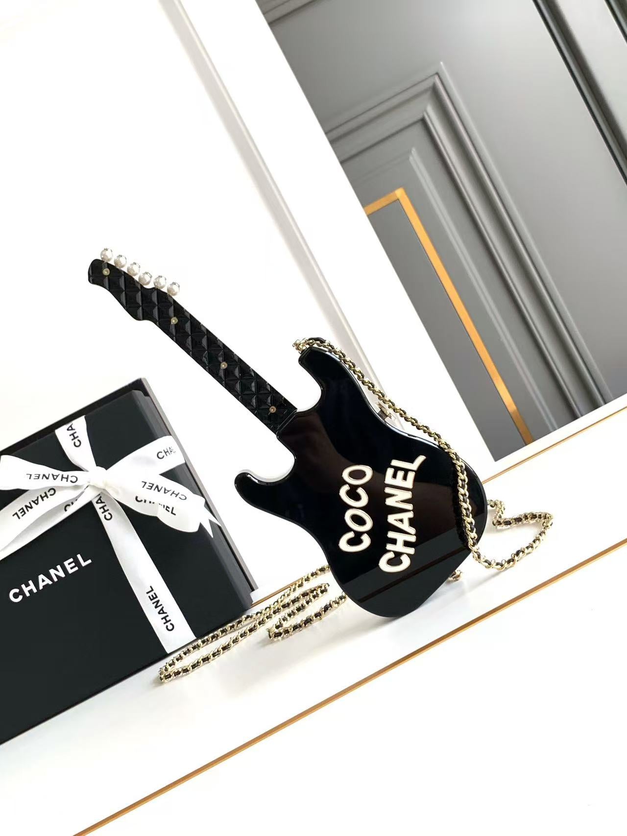 CHANEL WHITE GUITAR MINAUDIERE BAG
