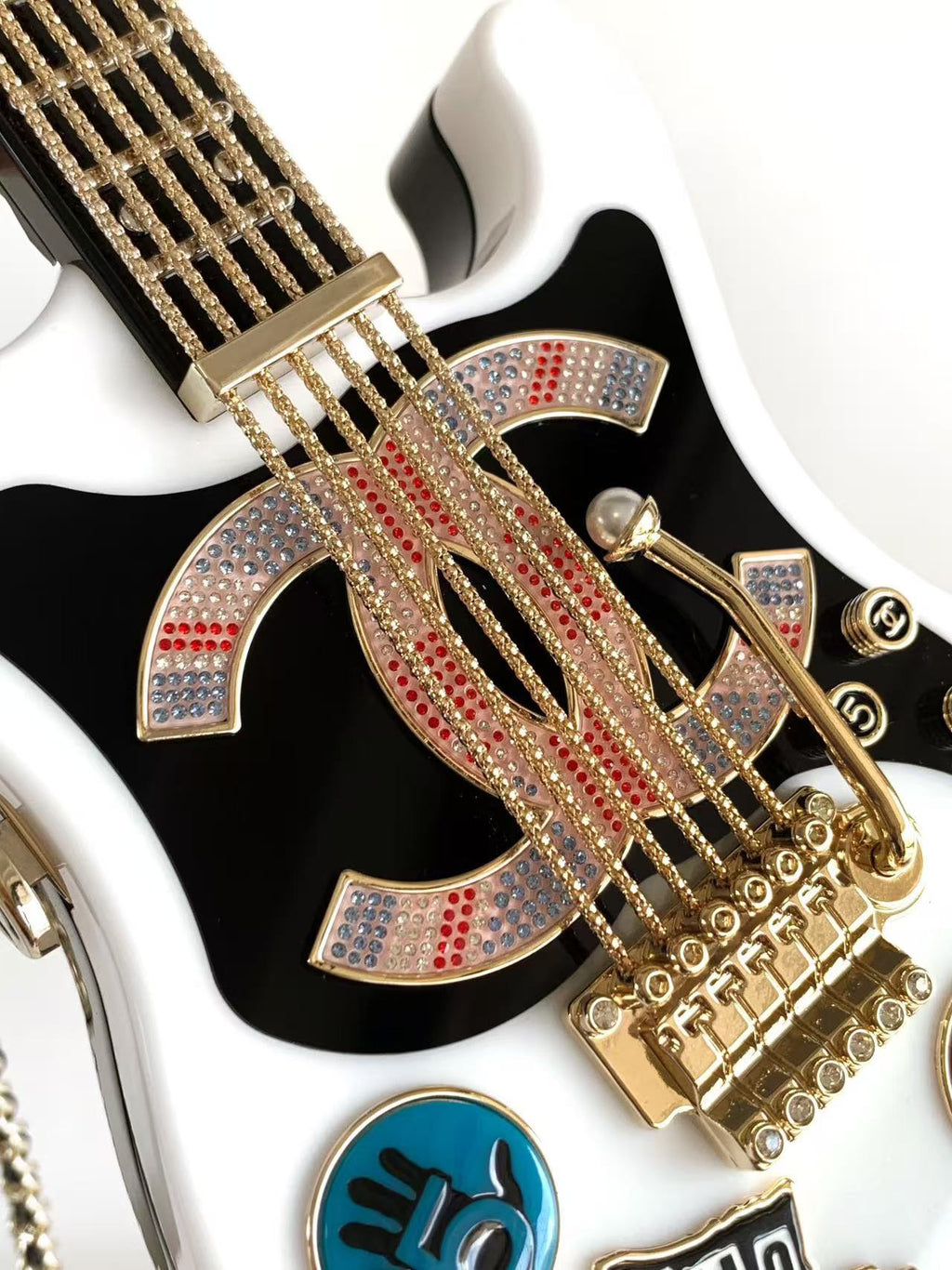 CHANEL WHITE GUITAR MINAUDIERE BAG