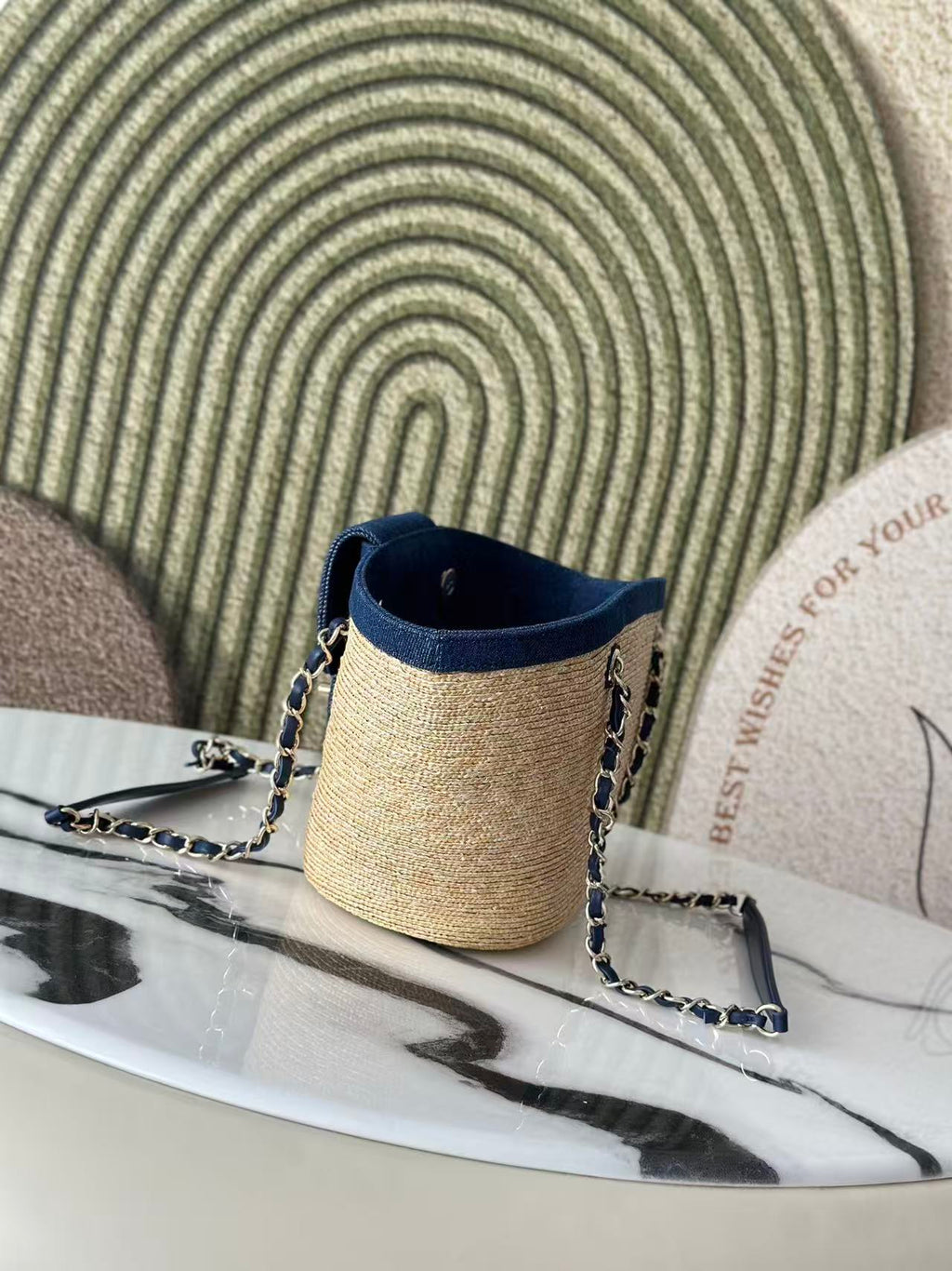 CHANEL 26S TOTE BAG IN BEIGE DENIM RAFFIA