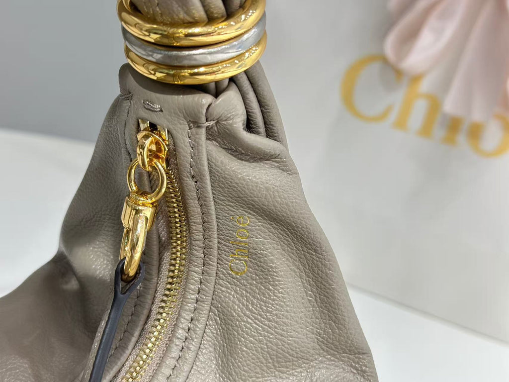 CHLOÉ S6 BRACELET HOBO BAG IN LIGHT GREY LAMBSKIN 9726