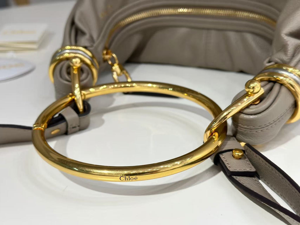 CHLOÉ S6 BRACELET HOBO BAG IN LIGHT GREY LAMBSKIN 9726