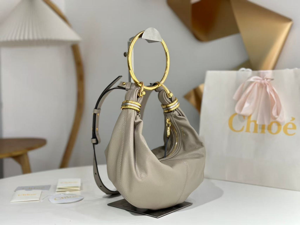 CHLOÉ S6 BRACELET HOBO BAG IN LIGHT GREY LAMBSKIN 9726