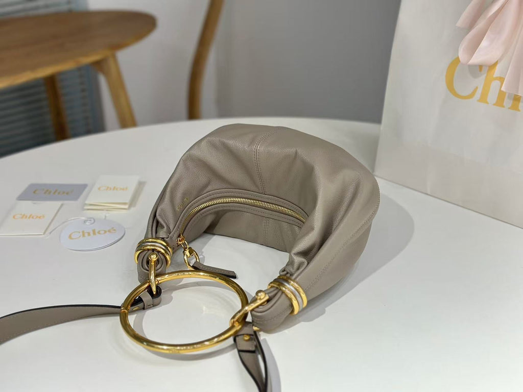 CHLOÉ S6 BRACELET HOBO BAG IN LIGHT GREY LAMBSKIN 9726