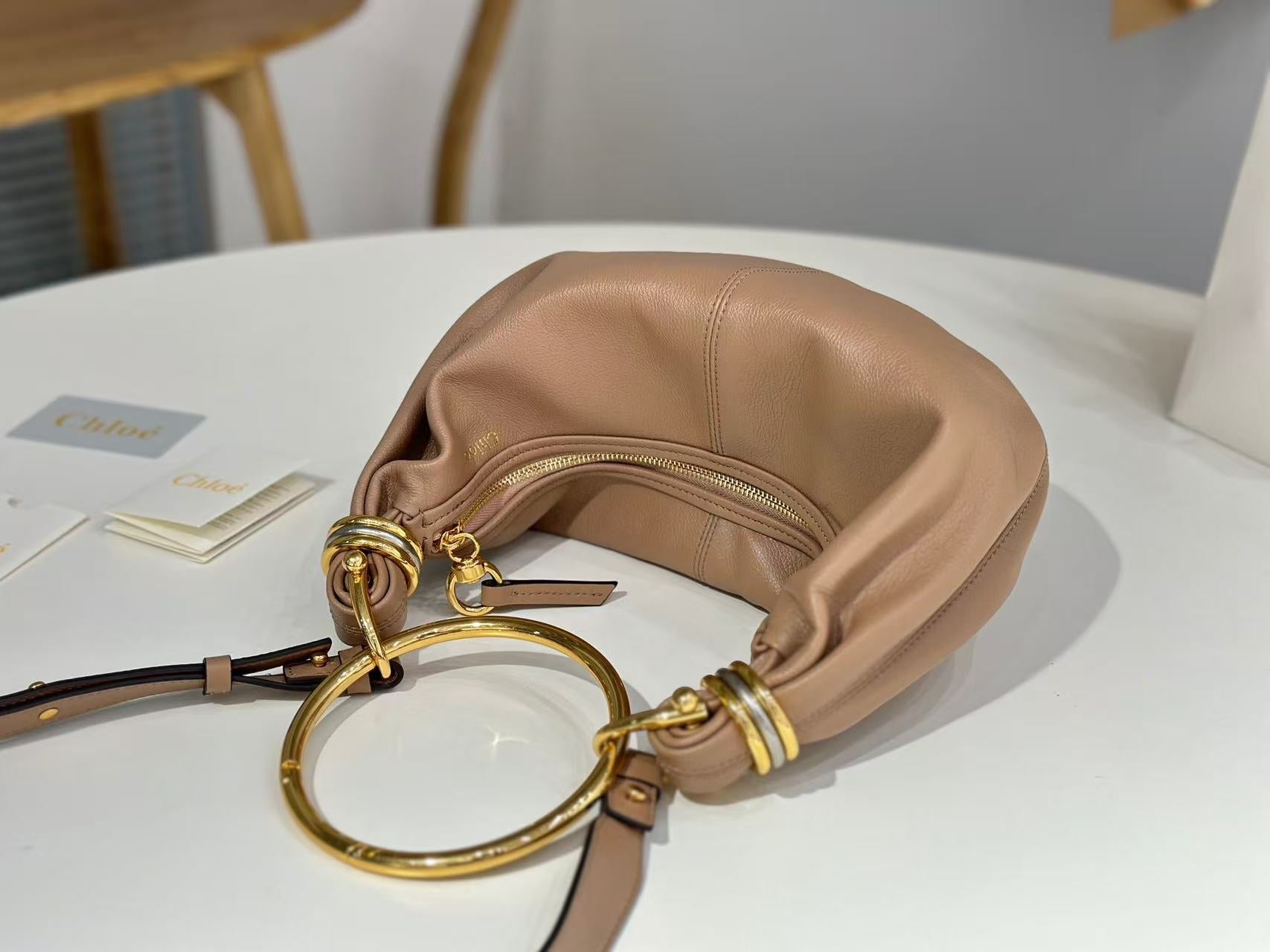CHLOÉ S6 BRACELET HOBO BAG IN BROWN LAMBSKIN 11726