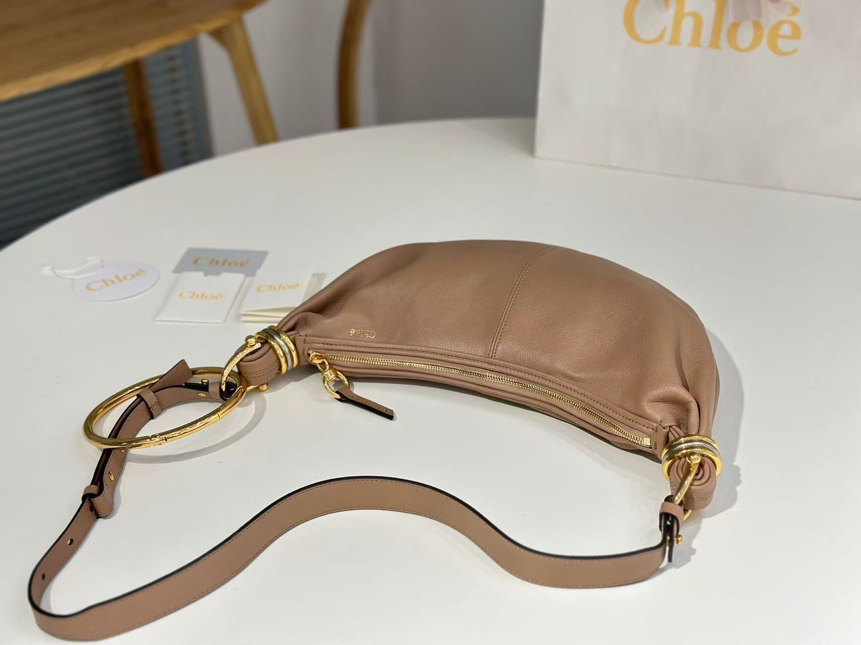CHLOÉ S6 BRACELET HOBO BAG IN BROWN LAMBSKIN 11726