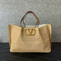 GARAVANI ROCKSTUD VLOGO TOTE 35 IN RAFFIA
