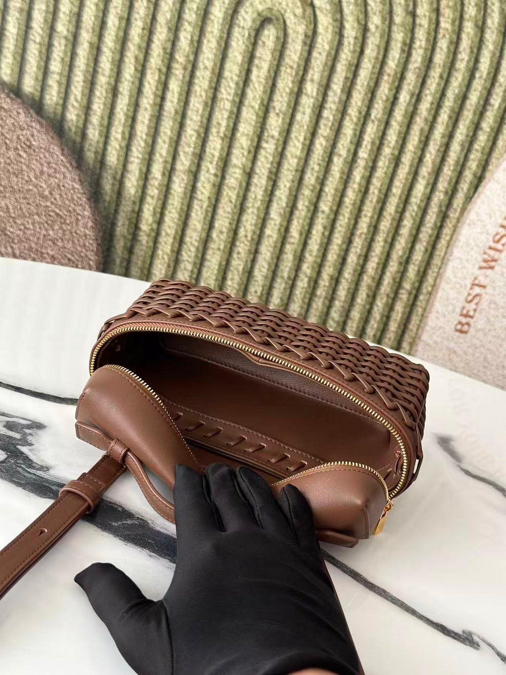 BOTTEGA VENETA 26S INTRECCIATO VANITY CASE IN BROWN CALFSKIN