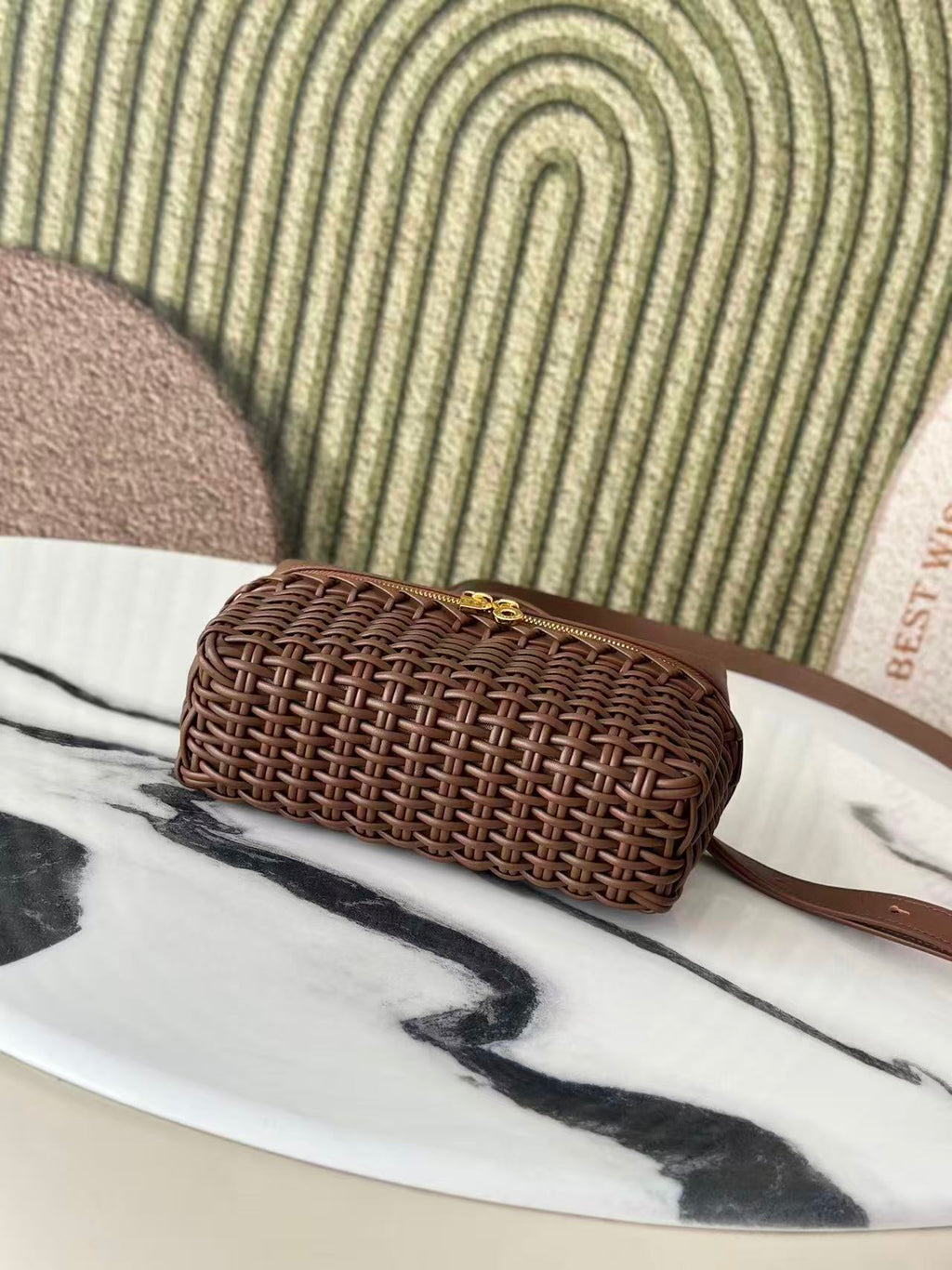 BOTTEGA VENETA 26S INTRECCIATO VANITY CASE IN BROWN CALFSKIN