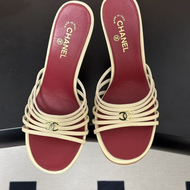 CHANEL 26S MULTI STRAP MULE IN IVORY LAMBSKIN