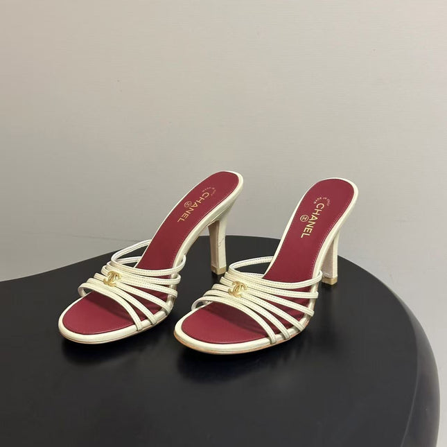 CHANEL 26S MULTI STRAP MULE IN IVORY LAMBSKIN