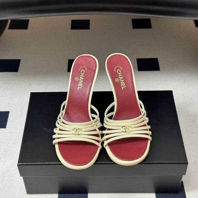 CHANEL 26S MULTI STRAP MULE IN IVORY LAMBSKIN