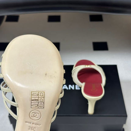 CHANEL 26S MULTI STRAP MULE IN IVORY LAMBSKIN