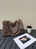 CHANEL 26S FLAP SHOULDER BAG IN TAUPE GRAINED CALFSKIN