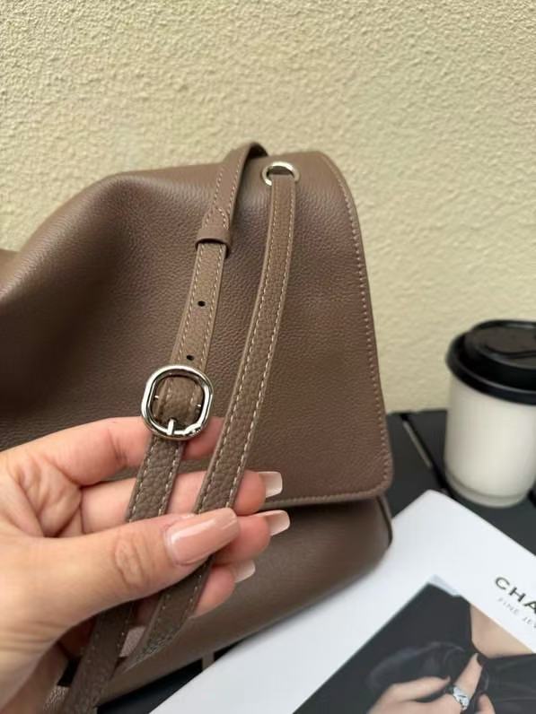 CHANEL 26S FLAP SHOULDER BAG IN TAUPE GRAINED CALFSKIN