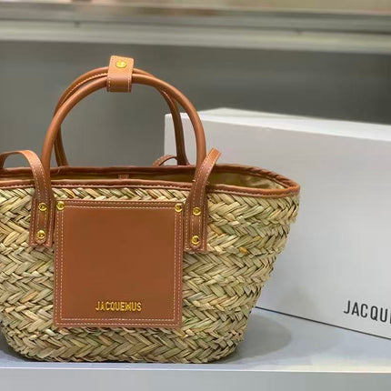 JACQUEMUS 26S LE PANIER SOLI BASKET BAG IN NATURAL STRAW