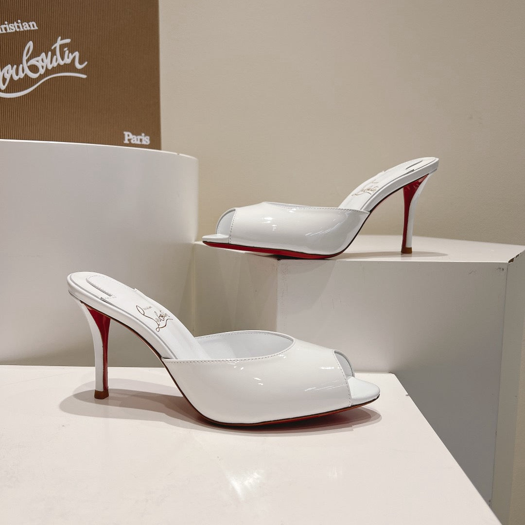 CL ME DOLLY STILETTO HEEL IN WHITE MIX RED CALFSKIN