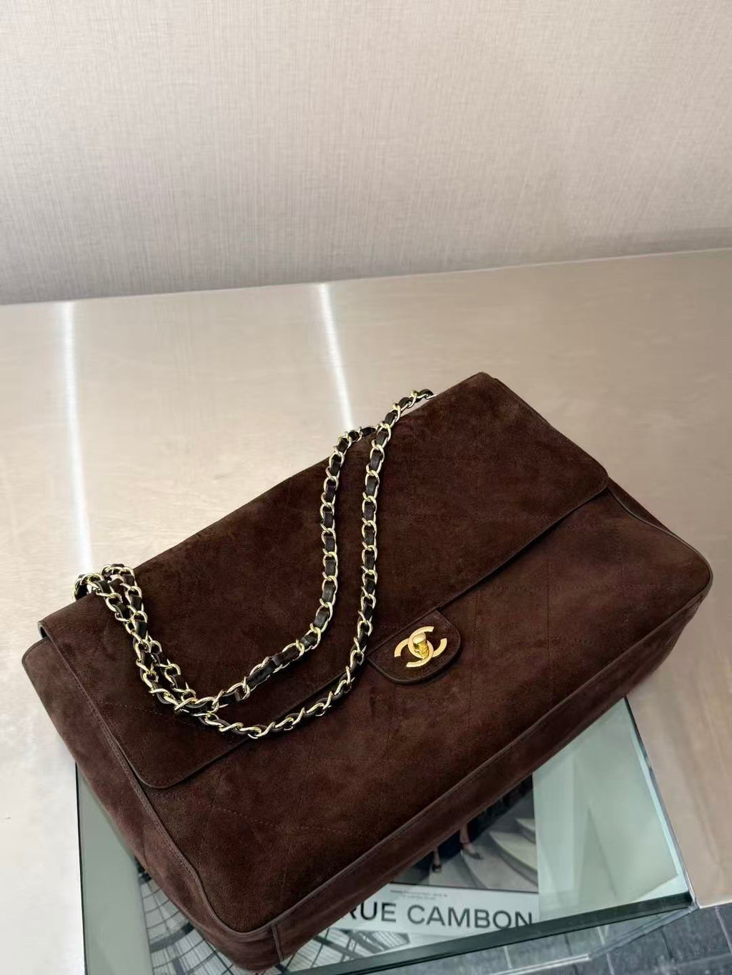 CHANEL 26 CLASSIC FLAP IN BROWN SUEDE 30726
