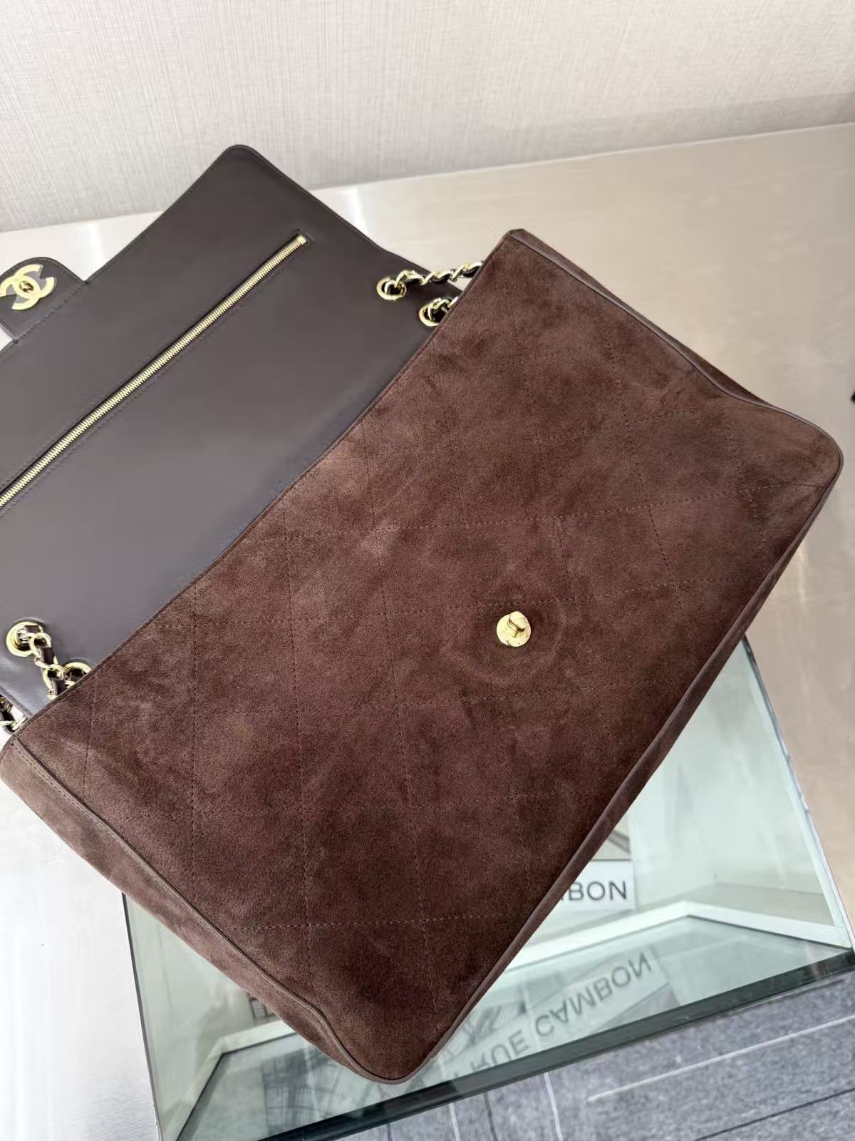 CHANEL 26 CLASSIC FLAP IN BROWN SUEDE 30726