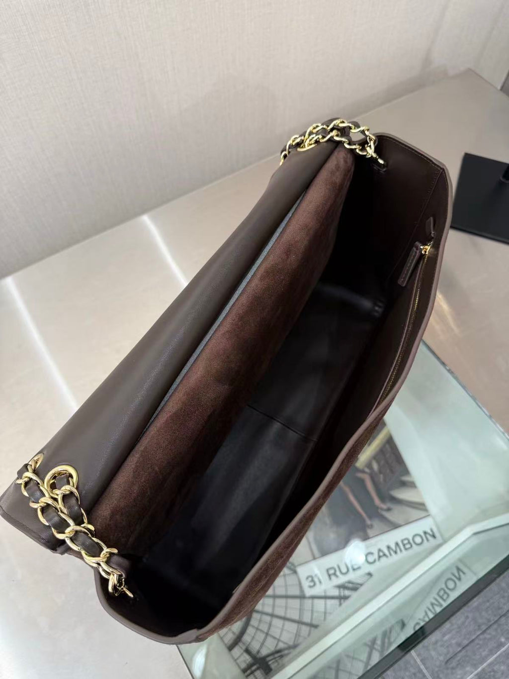 CHANEL 26 CLASSIC FLAP IN BROWN SUEDE 30726