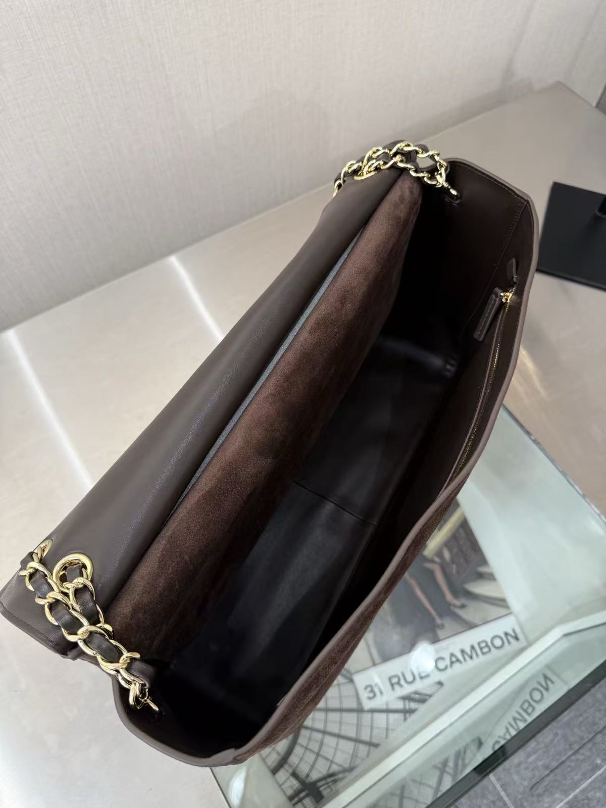 CHANEL 26 CLASSIC FLAP IN BROWN SUEDE 30726