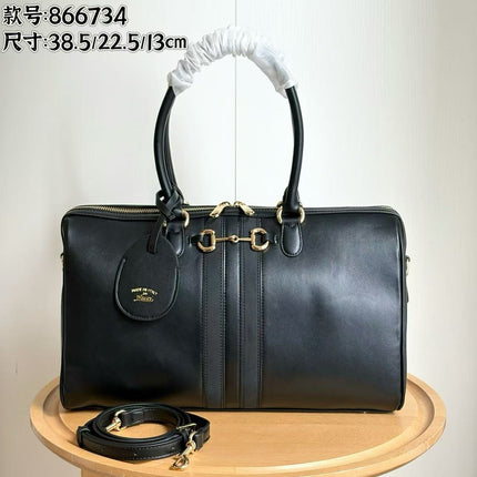 GUCCI 26S BORSETTO BOSTON 38 LARGE BAG IN BLACK CALFSKIN