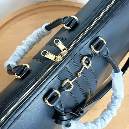 GUCCI 26S BORSETTO BOSTON 38 LARGE BAG IN BLACK CALFSKIN