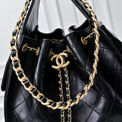 CHANEL 26S HOBO BAG 30 IN BLACK CAVIAR CALFSKIN GOLD HARDWARE PREMIUM VERSION