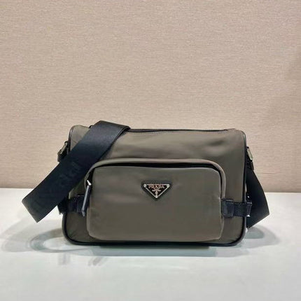 PRADA 26S SHOULDER BAG IN DARK OLIVE NYLON