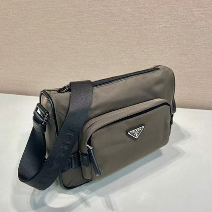 PRADA 26S SHOULDER BAG IN DARK OLIVE NYLON