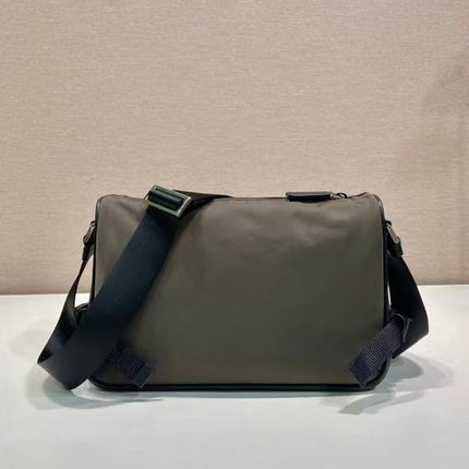 PRADA 26S SHOULDER BAG IN DARK OLIVE NYLON