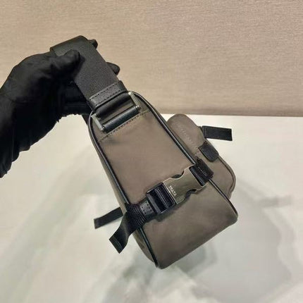 PRADA 26S SHOULDER BAG IN DARK OLIVE NYLON