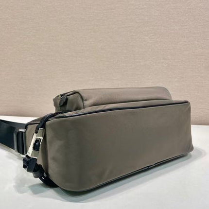 PRADA 26S SHOULDER BAG IN DARK OLIVE NYLON