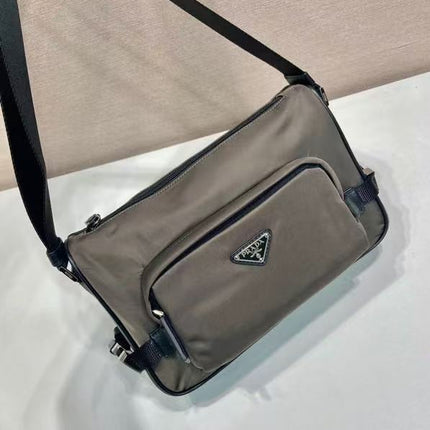PRADA 26S SHOULDER BAG IN DARK OLIVE NYLON