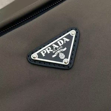 PRADA 26S SHOULDER BAG IN DARK OLIVE NYLON
